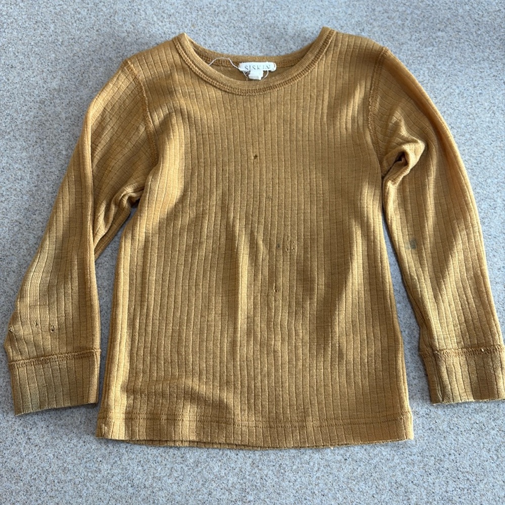 Siskin wool mustard yellow long sleeve shirt 3-4 year old
